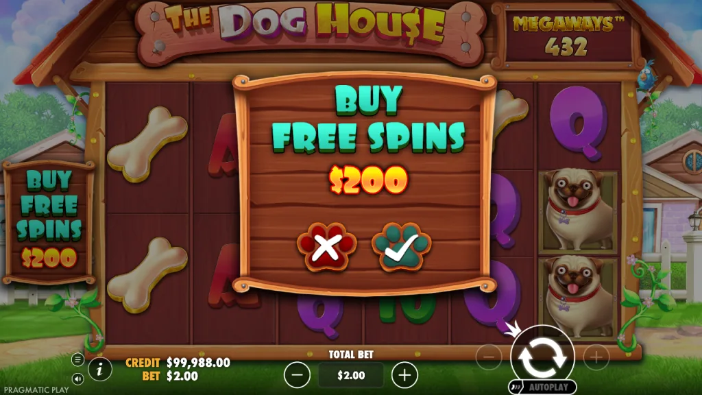 The Dog House Megaways buy free spins for 100x the bet