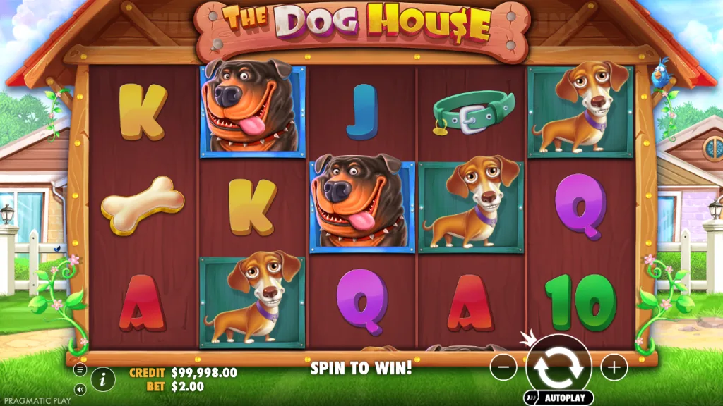 The Dog House 5x3 reels with dog symbols