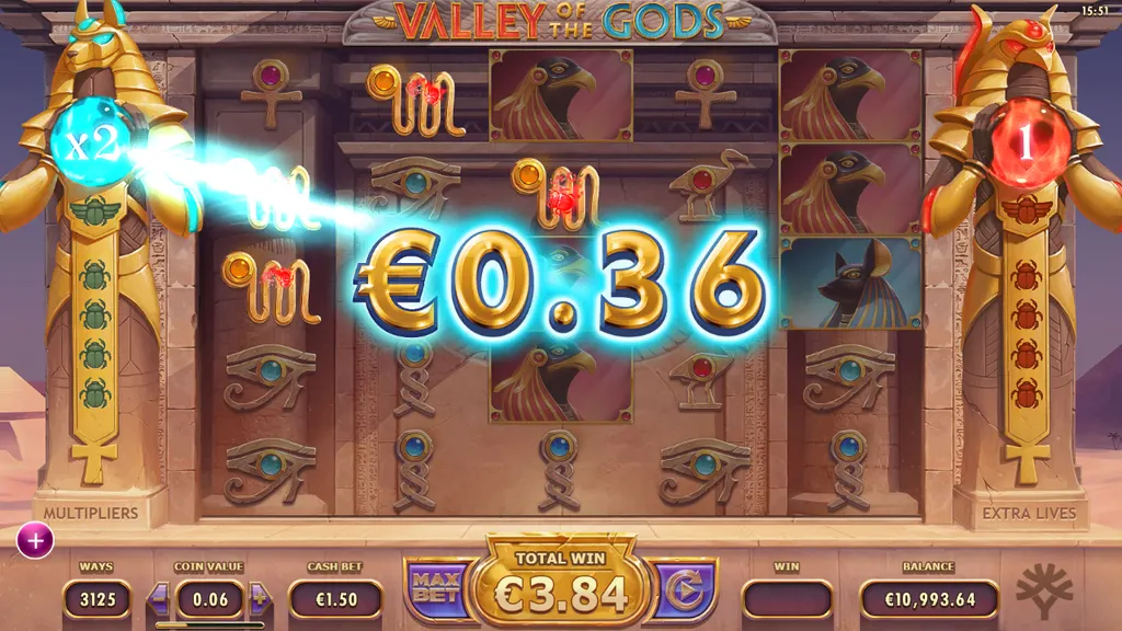 Valley of the Gods respin with all blockers cleared and a x2 win multiplier
