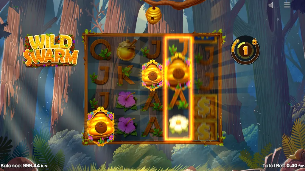 Wild Swarm hive scatter symbols landing on the reels