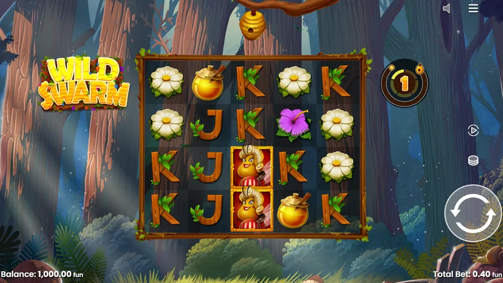 Wild Swarm base game 5x4 reels in the forest