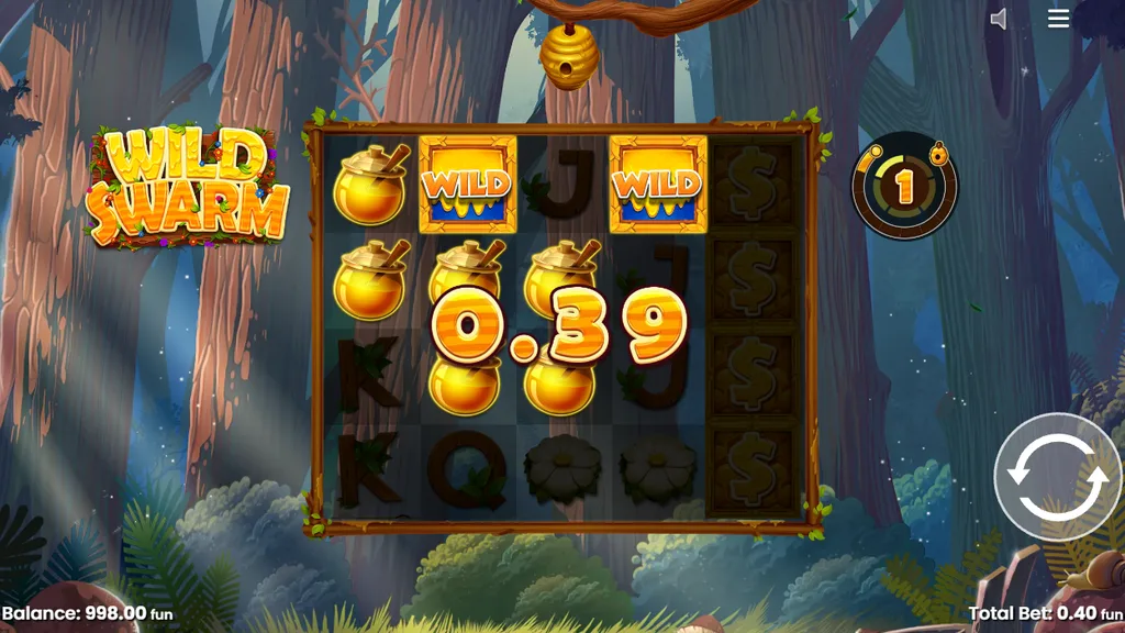 Wild Swarm Wild Honey symbols completing a honey pot line win