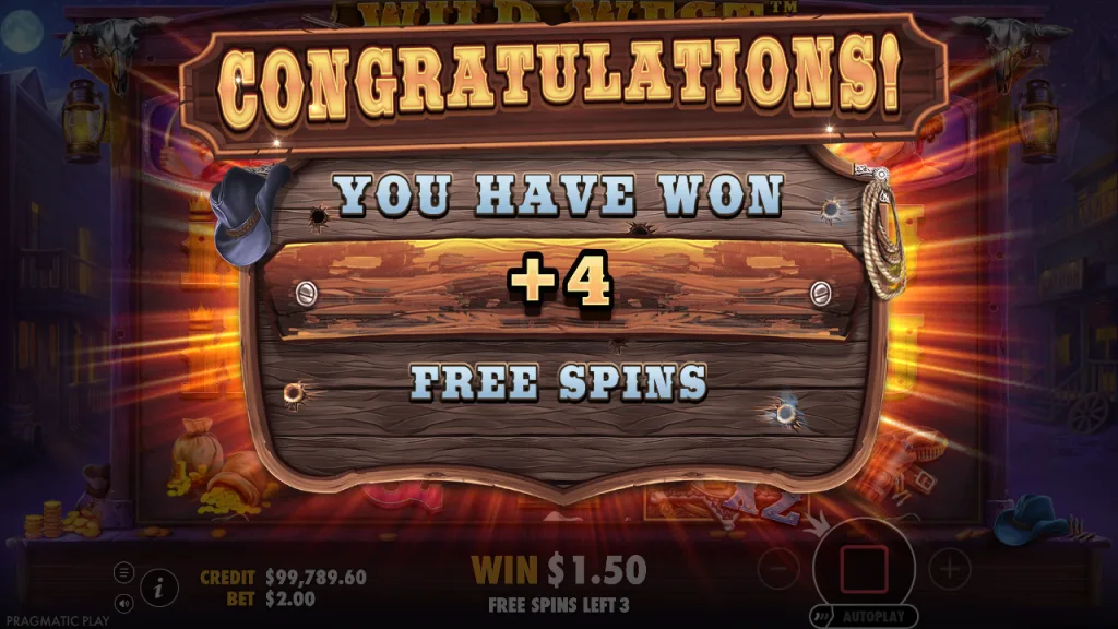Wild West Gold 4 more free spins from sheriff star overlays