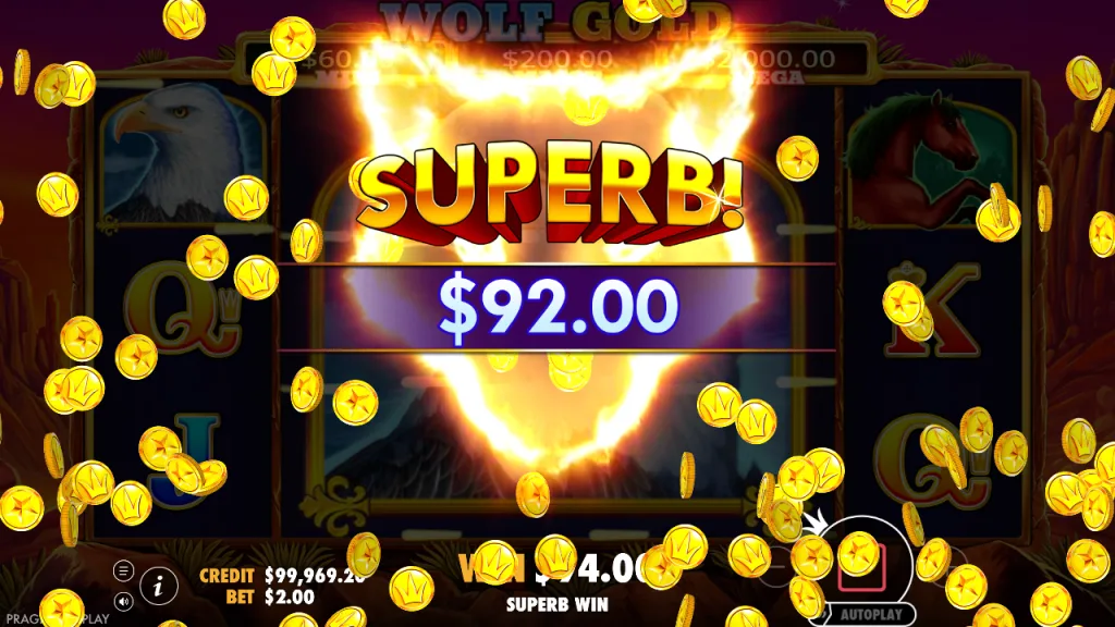 Wolf Gold win screen during free spins